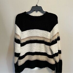 Forever21 Black and White Cozy and Warm Striped Sweater